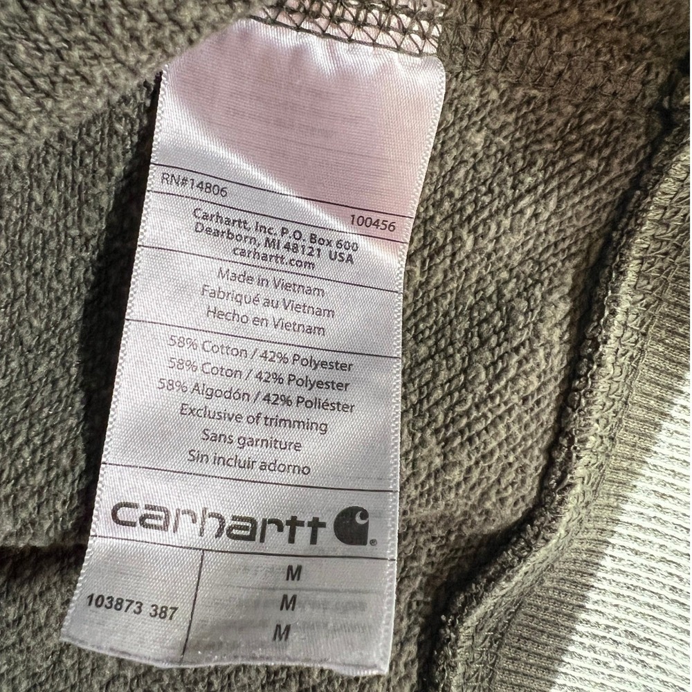 Carhartt Force Olive Green Relaxed Fit Pullover Hoodie Men's M - Picture 4 of 5